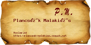 Plancsák Malakiás névjegykártya